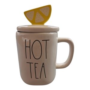 Rae Dunn Cream Ceramic Hot Tea Mug With Lemon Topper Magenta Collection